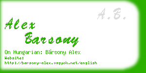 alex barsony business card